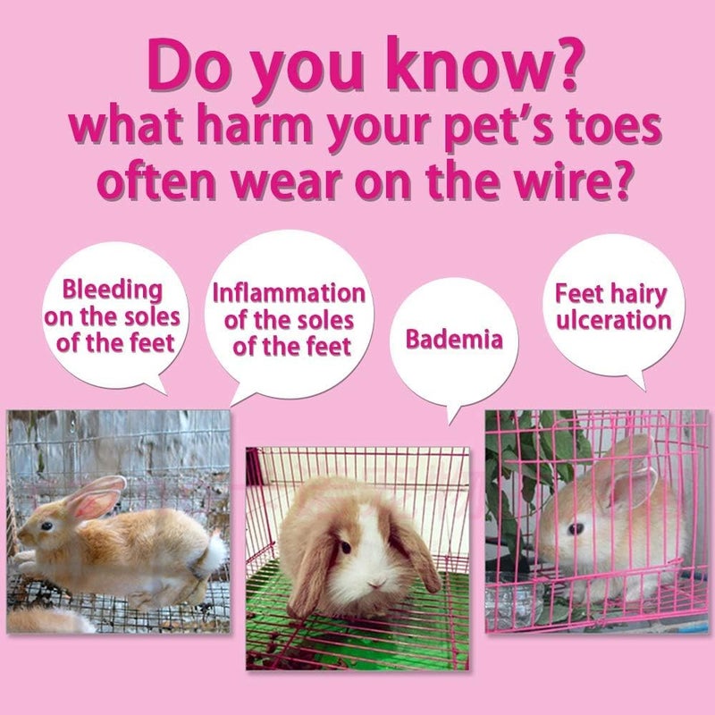 Hamiledyi Rabbit Feet Pad Hole Leak Water Design for Plastic Bunny Cage Mat Foot Resting Pads (1 Pink +1 White +1 Blue) - Image 2